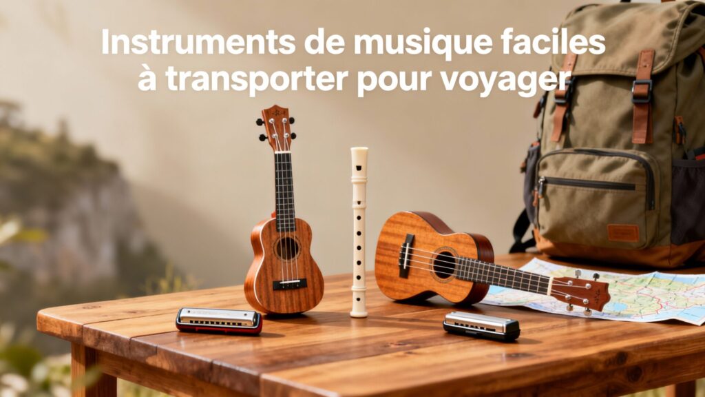 Instruments de musique faciles à transporter pour voyager avec texte