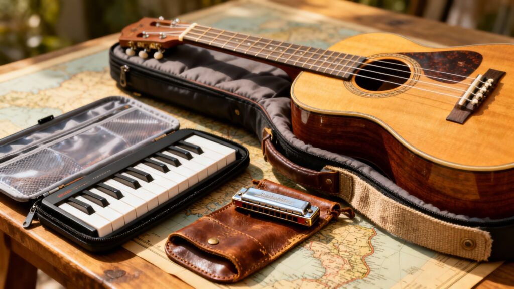 Instruments de musique faciles à transporter pour voyager sans aucun texte