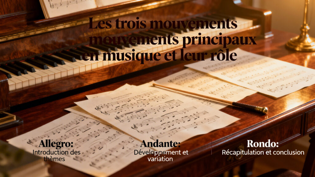 Les trois mouvements principaux en musique et leur rôle avec texte